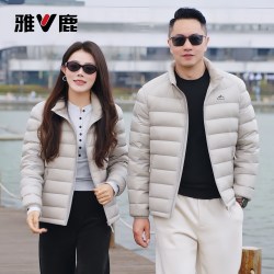 雅鹿 排骨羽绒服2026春秋冬情侣装时尚洋气减龄90绒立领轻薄款外套