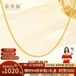 金至福 足金5G古法素链黄金女士侧身链锁骨链送女友老婆生日纪念礼物女 金重约2.65克【多退少补】