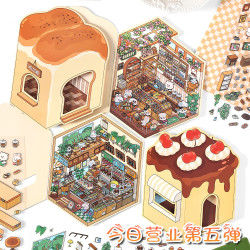 今日营业中第五弹3d造景小屋贴纸女微缩收纳场景手账diy贴画玩具