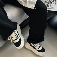小发喵 柳岩同款女鞋秋冬拼色厚底轻便增高牛皮休闲鞋软底板鞋333