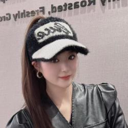 帽子女秋冬季空顶加绒厚百搭护耳保暖鸭舌帽显脸小防寒针织毛线帽