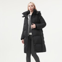 坦博尔 羽绒服女款26新款廓形长款可脱卸帽时尚百搭外套