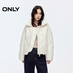 ONLY 2025冬季新款90白鸭绒宽松立领调节抽绳下摆短款保暖羽绒服女
