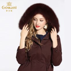 乔万尼 派克羽绒服商场新款欧美风大气毛领收腰中年女士过膝长款冬