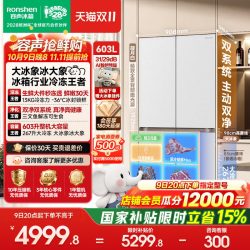 容声 大冰象603L双净双系统十字门四门白冰箱超薄嵌入式新一级能效