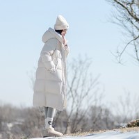 2026冬季新款95白鹅绒长款PU连帽免洗加厚宽松羽绒服女保暖上衣