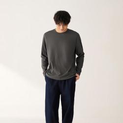 無印良品 MUJI 无印良品 男式 棉混 长袖T恤 男士男款 秋季男装打底上衣 唯品会自营