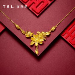 谢瑞麟 玉兰花婚嫁黄金项链足金吊坠计价金婚嫁款XJ452