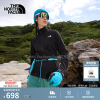 北面 抓绒衣外套女Glacier立领运动户外保暖 宇宙黑 L