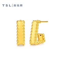 移动端：谢瑞麟 黄金耳环5D硬金时尚几何足金耳饰计价女士XR369