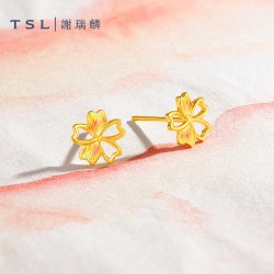 谢瑞麟 黄金樱花耳钉5G足金耳饰计价黄金女士新品XR380