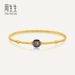 周生生华宇足金文化祝福彩珠碎金子古法黄金手链95775B计价