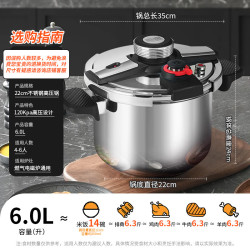 双喜 304不锈钢防爆压力锅22CM/6L单手开合可调压
