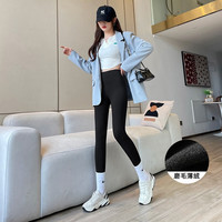 FOURDATRY 秋冬加绒加厚高腰收腹鲨鱼裤打底裤女磨毛芭比裤秋裤棉裤外穿女长