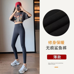 FOURDATRY 加厚羊羔绒鲨鱼裤女外穿冬季春秋紧身保暖棉裤加绒打底瑜伽芭比裤