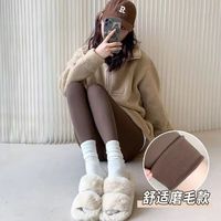 FOURDATRY 羊羔绒鲨鱼裤子外穿秋冬加厚加绒高腰打底裤女保暖显瑜伽芭比