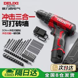 德力西 电气手电钻锂电充电式家用小型冲击手枪钻转多功能电动螺丝刀 12V冲击一电+豪华礼包