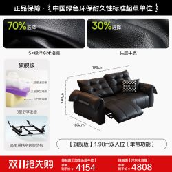 狄普 政府补贴狄普天鹅零靠墙电动功能真皮沙发客厅意式极简黑色皮沙发