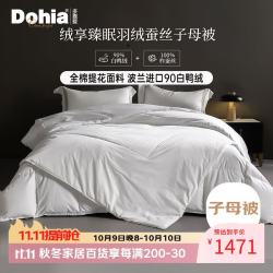 多喜爱 全棉面料100%蚕丝90%白鸭绒 二合一子母被芯1.8米床229*230cm
