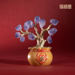 铜师傅 《紫水晶树》工位办公桌招财水晶发财树 家居装饰工艺品礼物