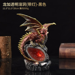 艾风格 战斗龙摆件熔岩树脂底座发光恐龙蛋家居装饰礼品 BY2307(带灯 纽扣电池)