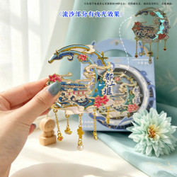 赋闲 原创成都熊猫三星堆金属冰箱贴 文创旅游纪念品 景区伴手礼批发 都江堰夜光流沙款(礼盒装)