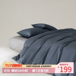AIDLI 高支高密 纯棉四件套 普鲁士蓝