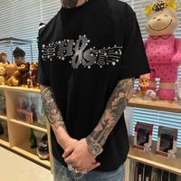 WHOOSIS 放射星星短袖t恤春夏美式百搭休闲情侣校园男