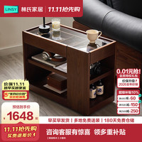 林氏家居 黑胡桃木边几可移动中古风小推车全实木复古木业在野系列 小推车