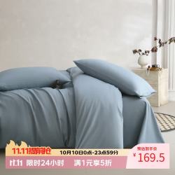 AIDLI 60支贡缎全棉四件套 高支高密双人四件套 南极蓝（磨毛款） 1.8m 床笠款 （被套200*230cm）