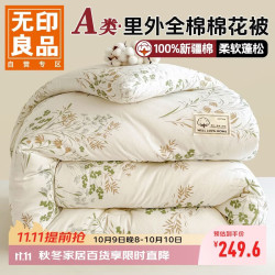 无印良品 A类里外全棉新疆棉花被四季棉被子双人纯棉被芯200*230cm6斤