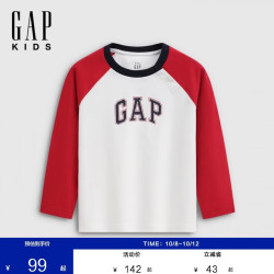 Gap 893446 纯棉logo印花插肩袖长袖T恤 幼童