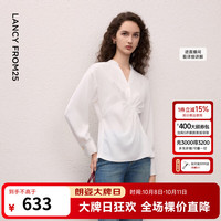 朗姿 25V领收腰感垂顺衬衫休闲通勤衬衣女2026年秋季新款 白色 M
