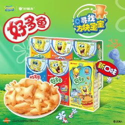 好丽友 好多鱼非油炸儿童零食饼干膨化食品网红追剧解馋零食海绵宝宝联名 三连包*1组（99g）