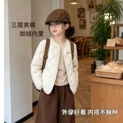 棉致 三层夹棉校服神器初中生外套秋冬青少年外套儿童棉服