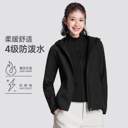骆驼 休闲外套女秋冬户外出游防水连帽梭织外套风衣加绒外套