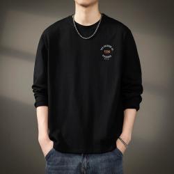 贵色 复古简约260g重磅长袖T恤男秋季高端纯棉圆领时尚休闲打底衫
