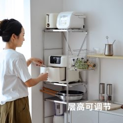 霜山 不锈钢置物架厨房落地多层锅架整理架微波炉烤箱收纳架餐边柜