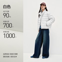 太平鸟 排骨系列太平鸟15D霍尔多巴吉90高蓬鹅绒羽绒服女冬短款宽松外套M