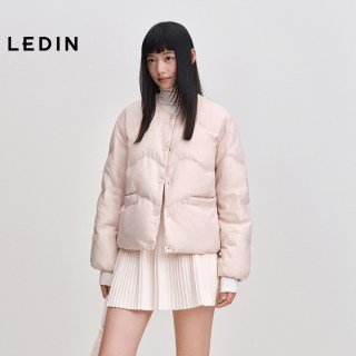 移动端：乐町 无领宽松轻薄羽绒服女装冬季短款简约好穿圆领羽绒保暖外套*3