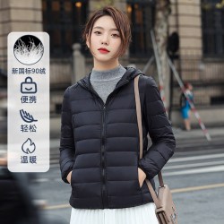 雅鹿 店轻薄短款无缝羽绒服女连帽时尚宽松内胆保暖外套