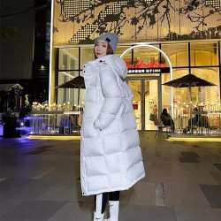 OLLEENUKA 2026年冬新款95白鹅绒羽绒服女加厚中长款过膝小个子宽松保暖外套