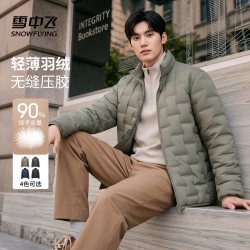 雪中飞 轻薄羽绒服男款2026秋冬新款商务通勤休闲立领保暖外套上衣