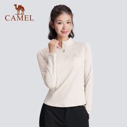 骆驼 瑜伽T恤女秋冬新款保暖加绒健身衣修身显瘦运动高弹长袖上衣