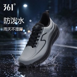 361° 361秋季男鞋皮面防水运动鞋男款减震回弹跑步鞋通勤鞋慢跑鞋男士