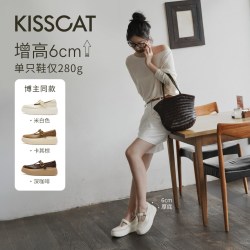 KISSCAT [饼干人]T字带玛丽珍26早秋新品厚底增高复古长腿鞋