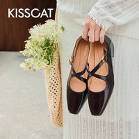 KISSCAT [交响芭蕾]复古玛丽珍鞋女交叉带平底通勤时装单鞋