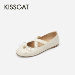 KISSCAT [软糖芭蕾]玛丽珍鞋女夏季平底通勤靴羊皮软底单鞋