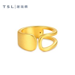 谢瑞麟 黄金戒指5D硬金足金指环时尚几何计价戒指XR374