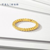 移动端：谢瑞麟 黄金戒指5D硬金工艺扭形素金足金指环计价黄金XR266